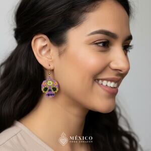 Mexican earrings  design 1.5 in wide 1.75 in lengh of skeleton earrings